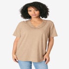 Embroidered Linen Blend Tee image number null