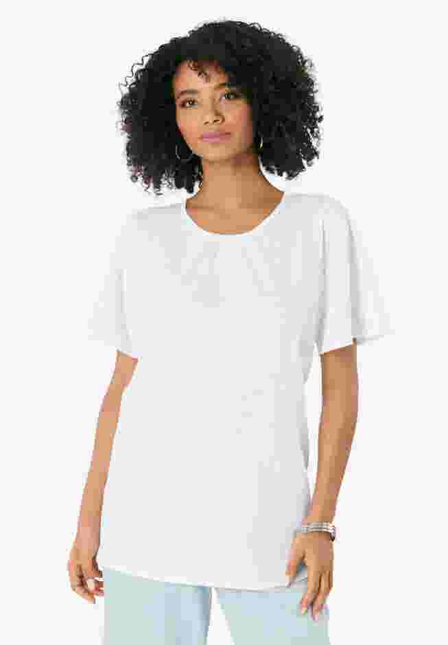 Flutter-Sleeve Textured Tee image number 0