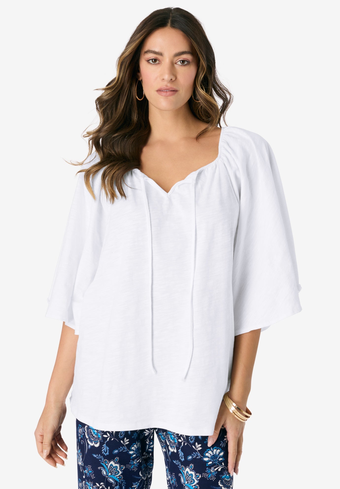 Notch Neck Textured Tee image number 0