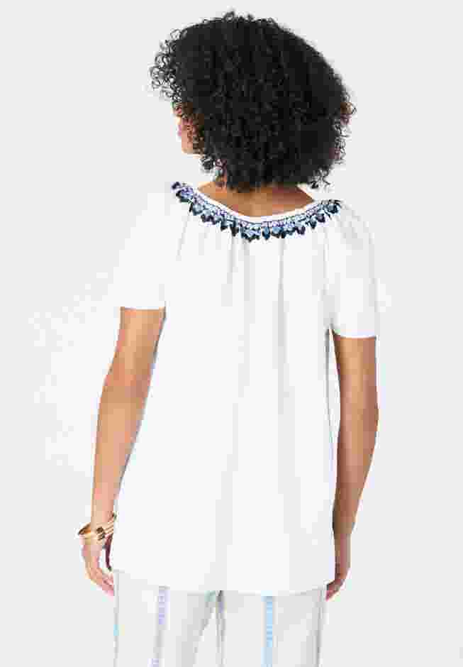 Embroidered Ruffle Blouse image number 1