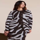  Intarsia Split Hem Cardigan image number null