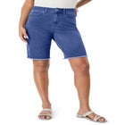 Plus Size Frayed Hem Bermuda Jean Shorts image number null