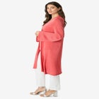 Long Knit Shimmer Cardigan Sweater image number null