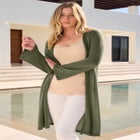 Long Knit Shimmer Cardigan Sweater image number null