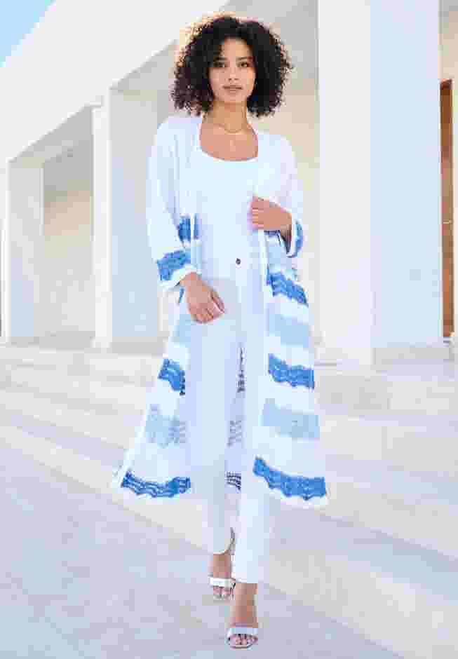 Long Pointelle Cardigan Sweater image number 0