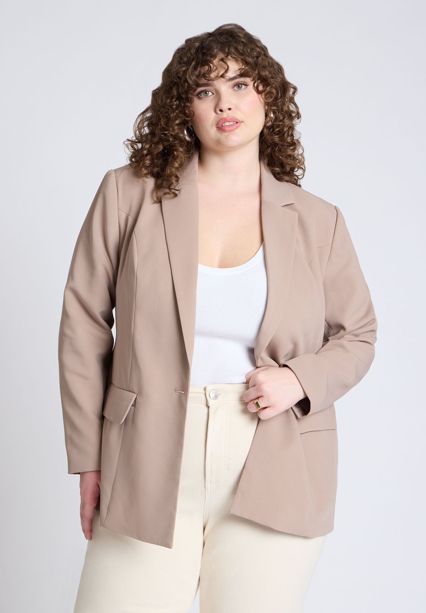 The Fluid Crepe Longline Blazer image number 0