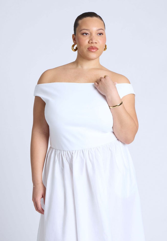 Boat Neck Mixed Fabric Dress image number 2