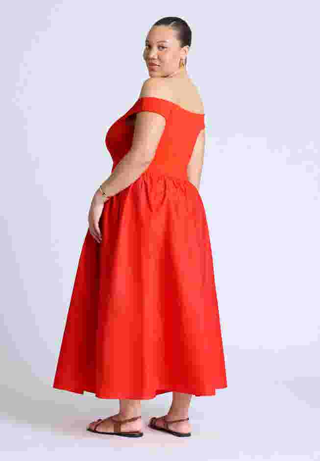 Boat Neck Mixed Fabric Dress image number 1