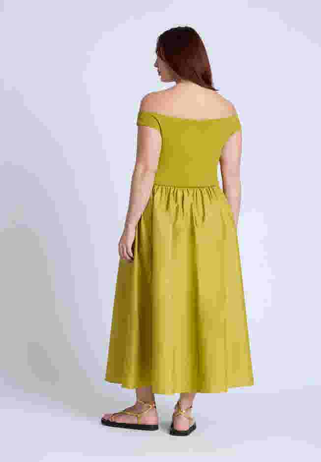 Boat Neck Mixed Fabric Dress image number 1