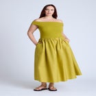 Boat Neck Mixed Fabric Dress image number null