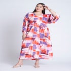 Printed Kimono Dress With Tie image number null