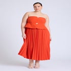 Strapless Pleated Midi Dress image number null