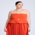 Strapless Pleated Midi Dress image number null