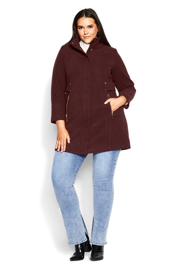 Faux Wool Plain Coat image number 3