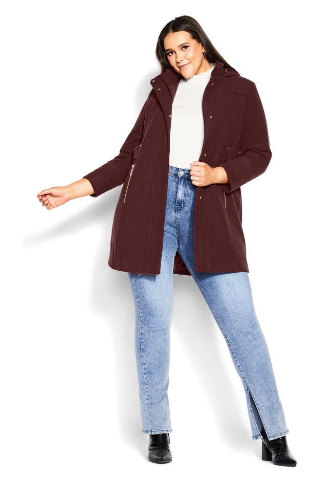 Faux Wool Plain Coat image number 4