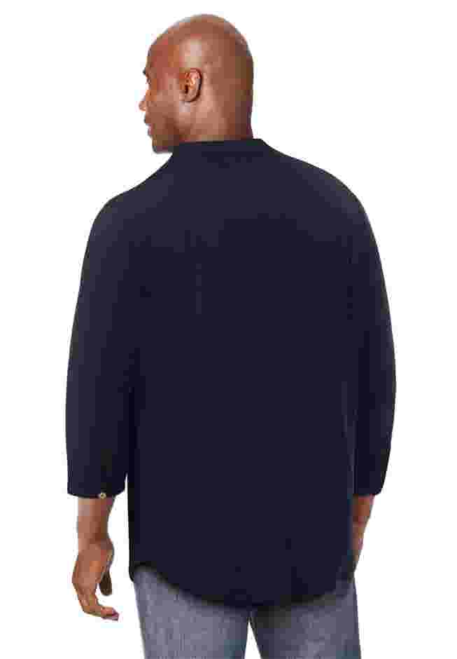 Gauze Mandarin Collar 3/4 Sleeve Shirt image number 3