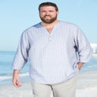 Gauze Mandarin Collar 3/4 Sleeve Shirt image number null