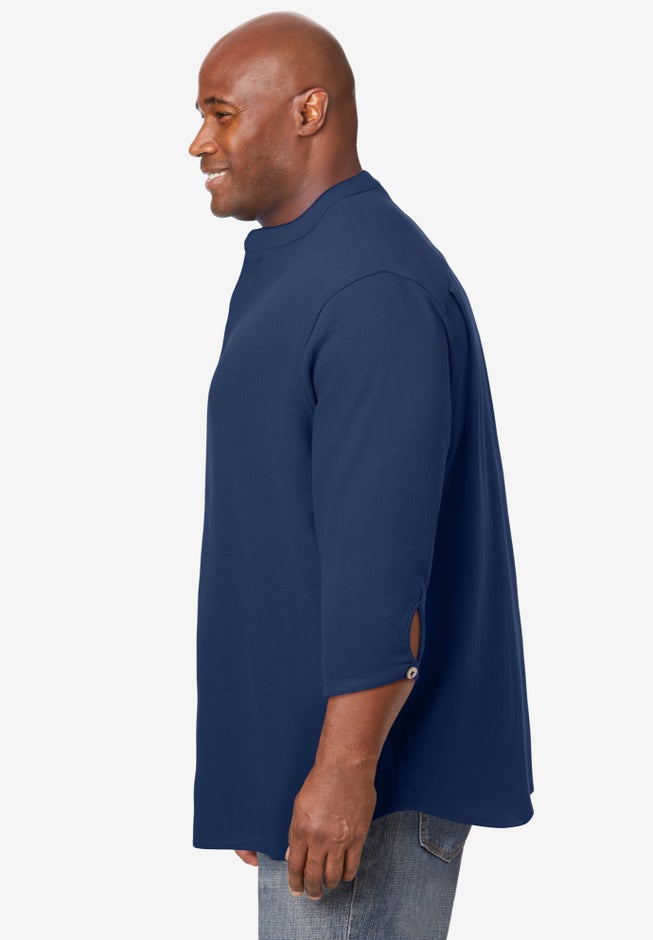 Gauze Mandarin Collar 3/4 Sleeve Shirt image number 3