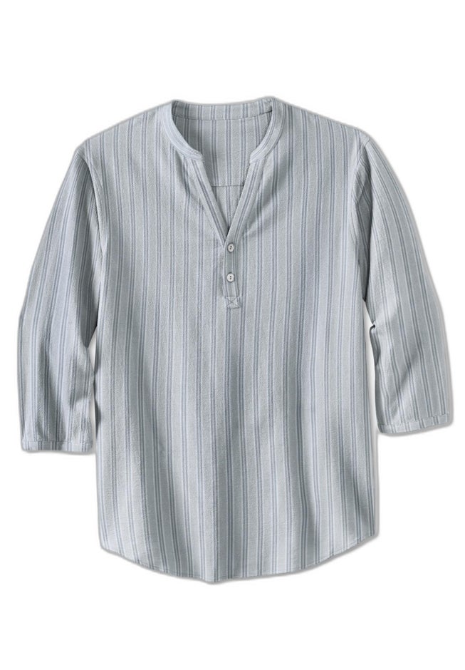 Gauze Mandarin Collar 3/4 Sleeve Shirt image number 1