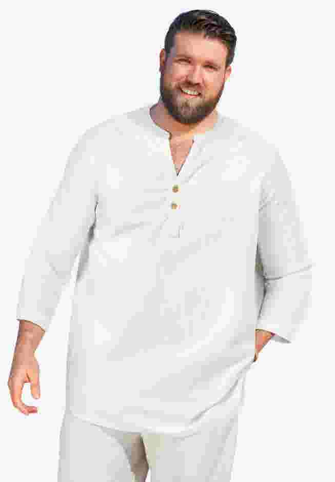 Gauze Mandarin Collar 3/4 Sleeve Shirt image number 0