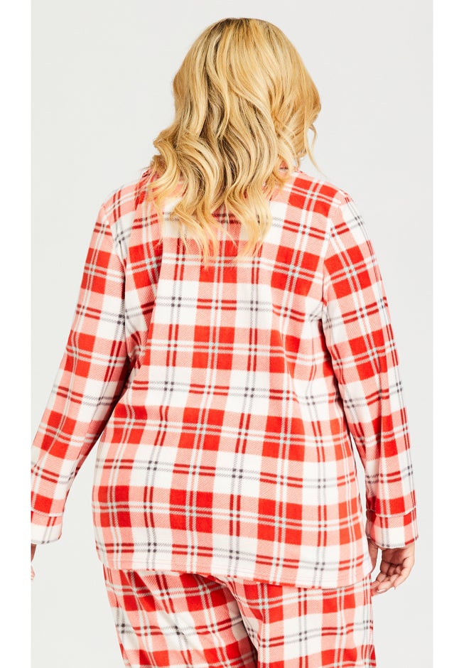 Button Check Fleece Sleep Top image number 2