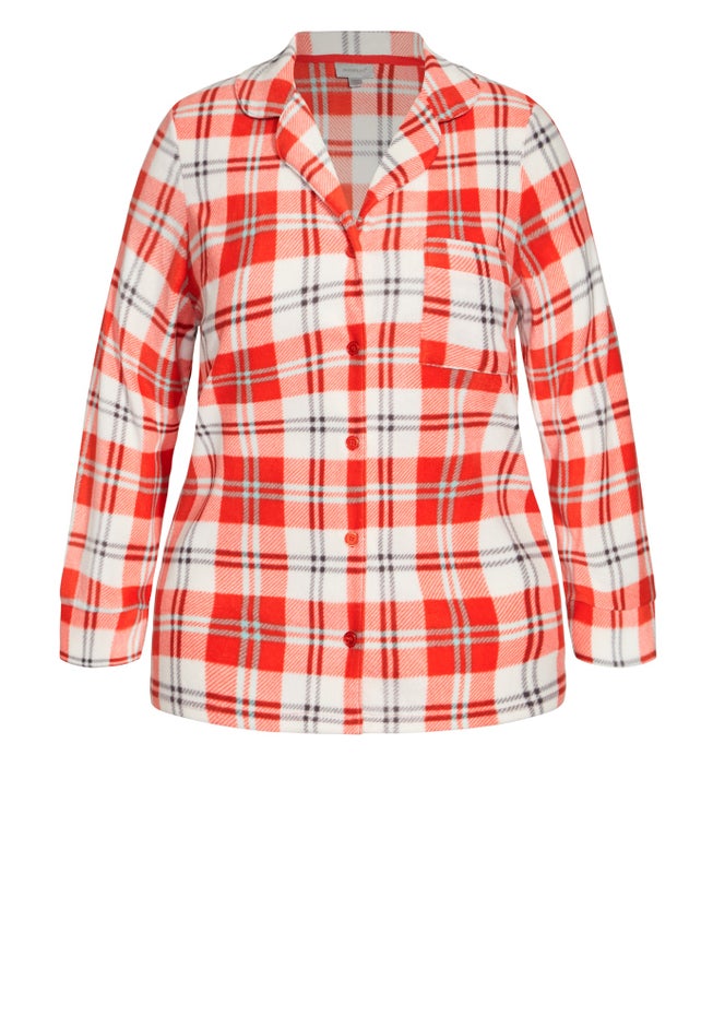 Button Check Fleece Sleep Top image number 4