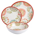 12-Pc. Brick Floral Melamine Dinnerware Set image number null