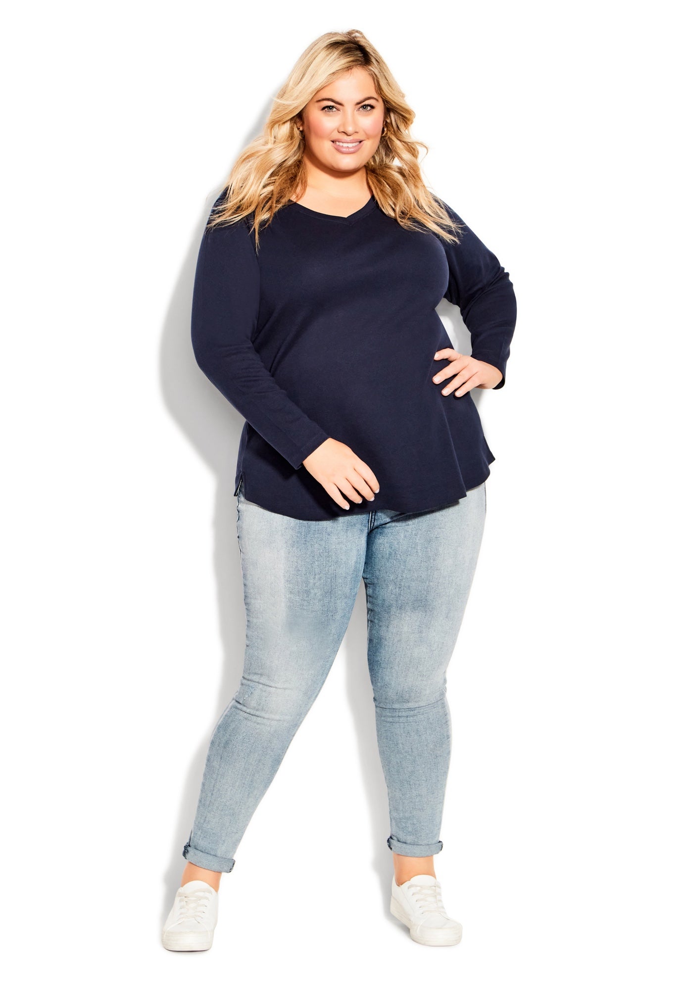 V-Neck Essential Long Sleeve Tee image number 0