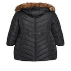 Chevron Faux Fur Hood Long Puffer Coat image number null