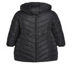 Chevron Faux Fur Hood Long Puffer Coat image number null