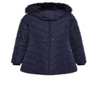 Chevron Faux Fur Hood Long Puffer Coat image number null