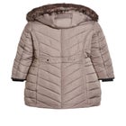 Chevron Faux Fur Hood Long Puffer Coat image number null