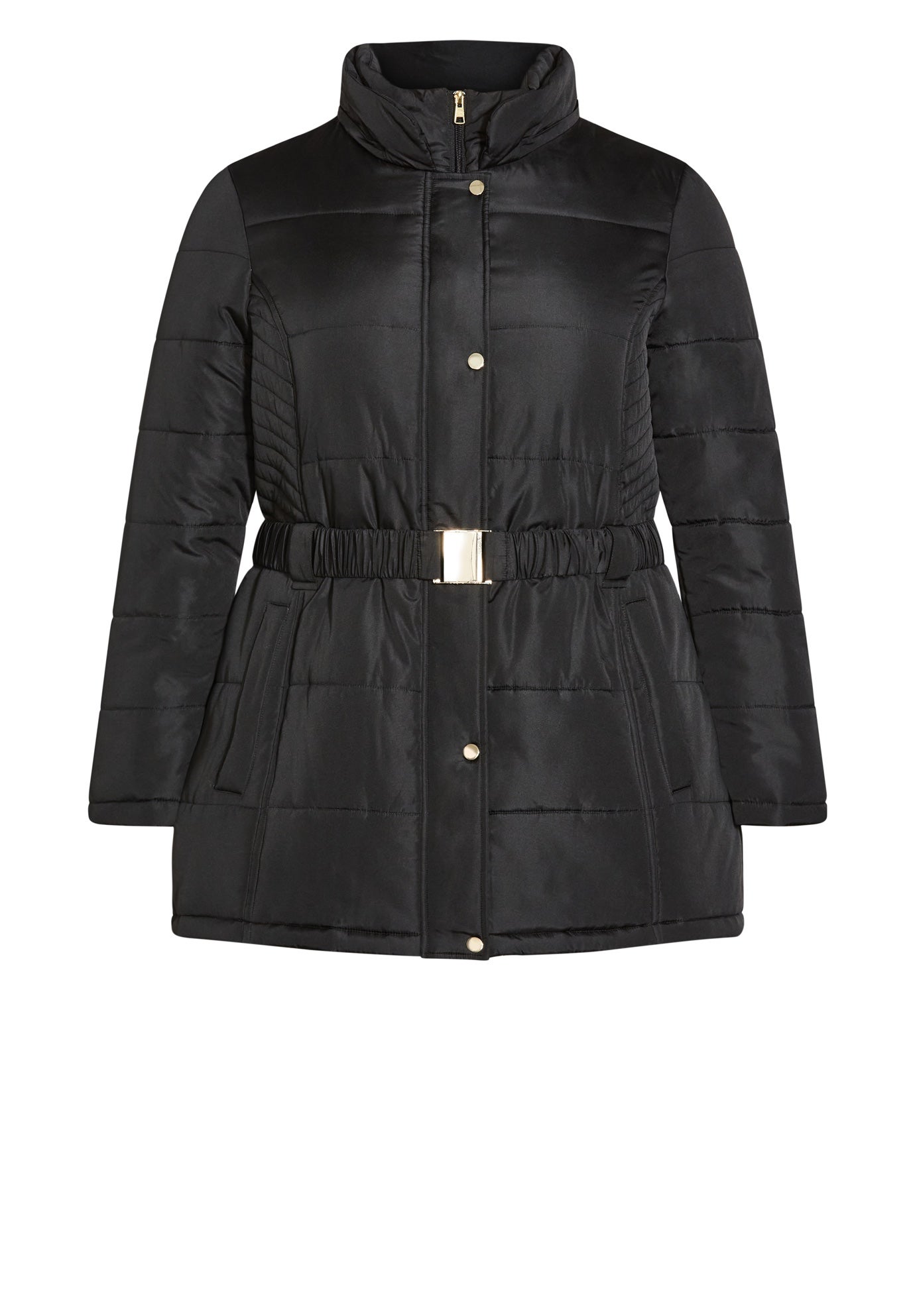 Belted Hood Puffer Coat image number 6