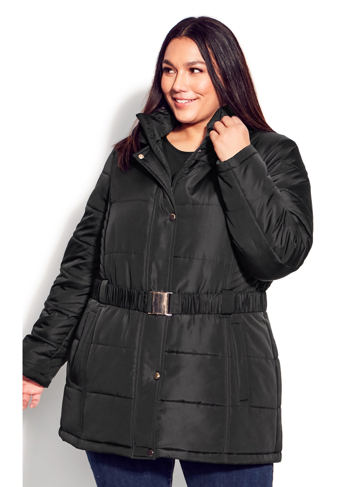 Belted Hood Puffer Coat image number 12