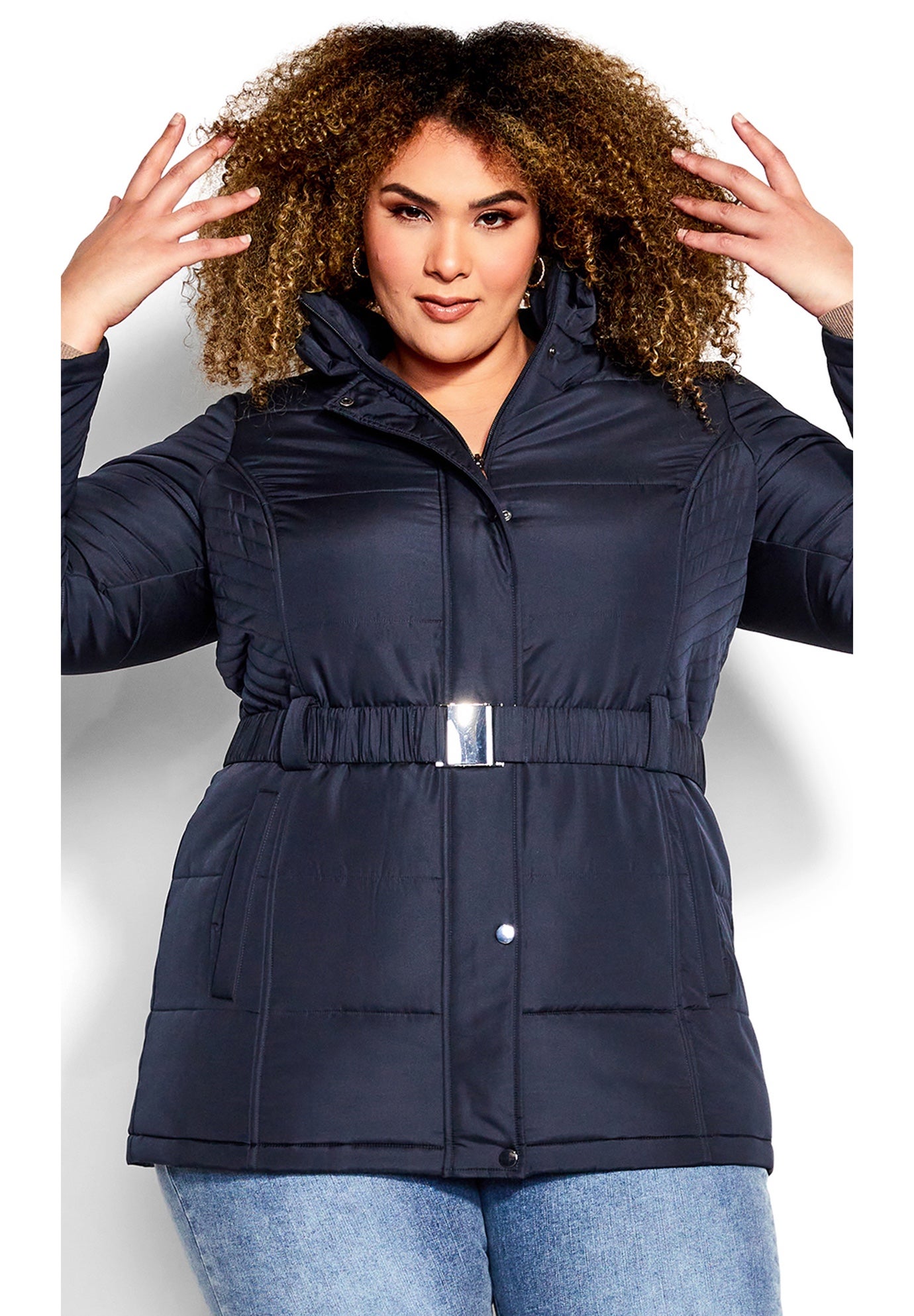 Belted Hood Puffer Coat image number 0