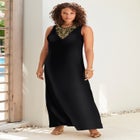Plus Size Sleeveless Crew Neck Maxi Dress image number null