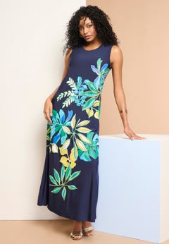 Plus Size Sleeveless Crew Neck Maxi Dress