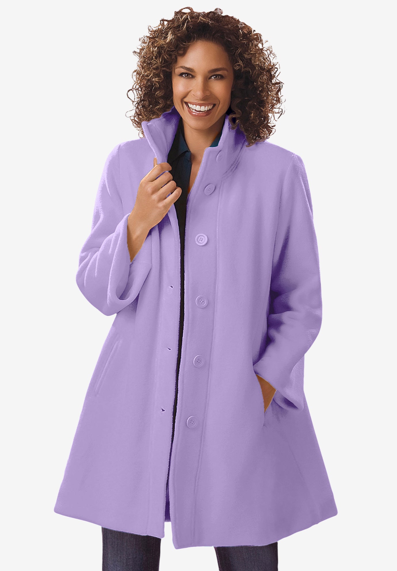 Fleece Swing Funnel-Neck Coat image number 0