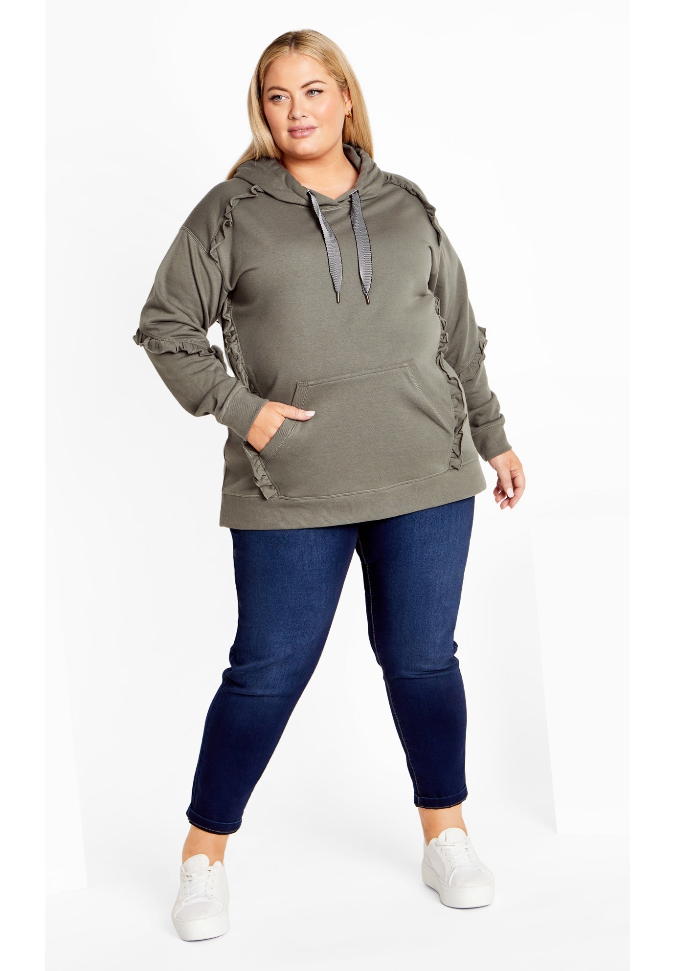 Frill Plain Hoodie image number 1