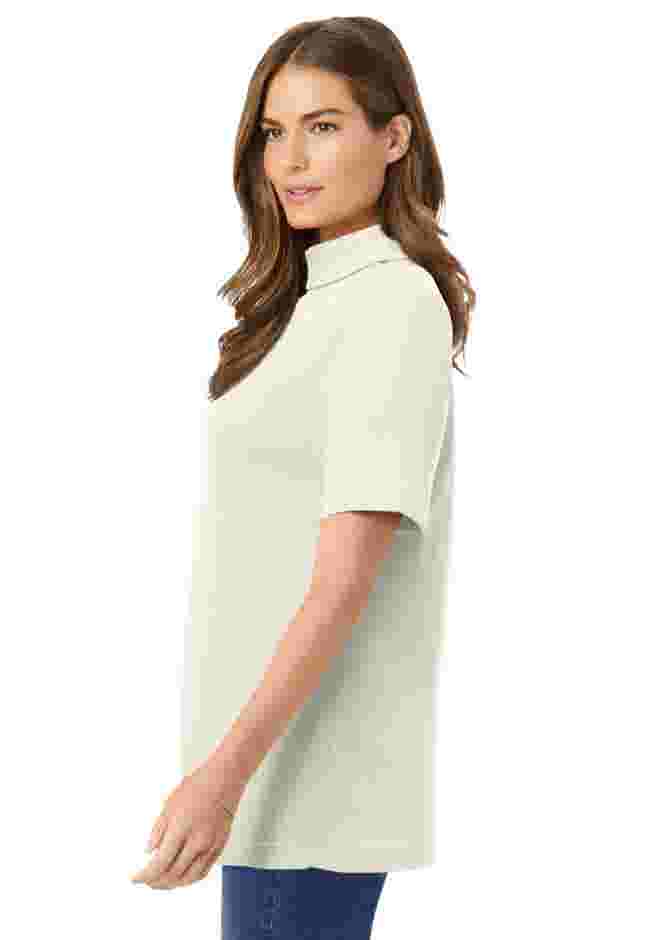 Ribbed Short Sleeve Turtleneck image number 2