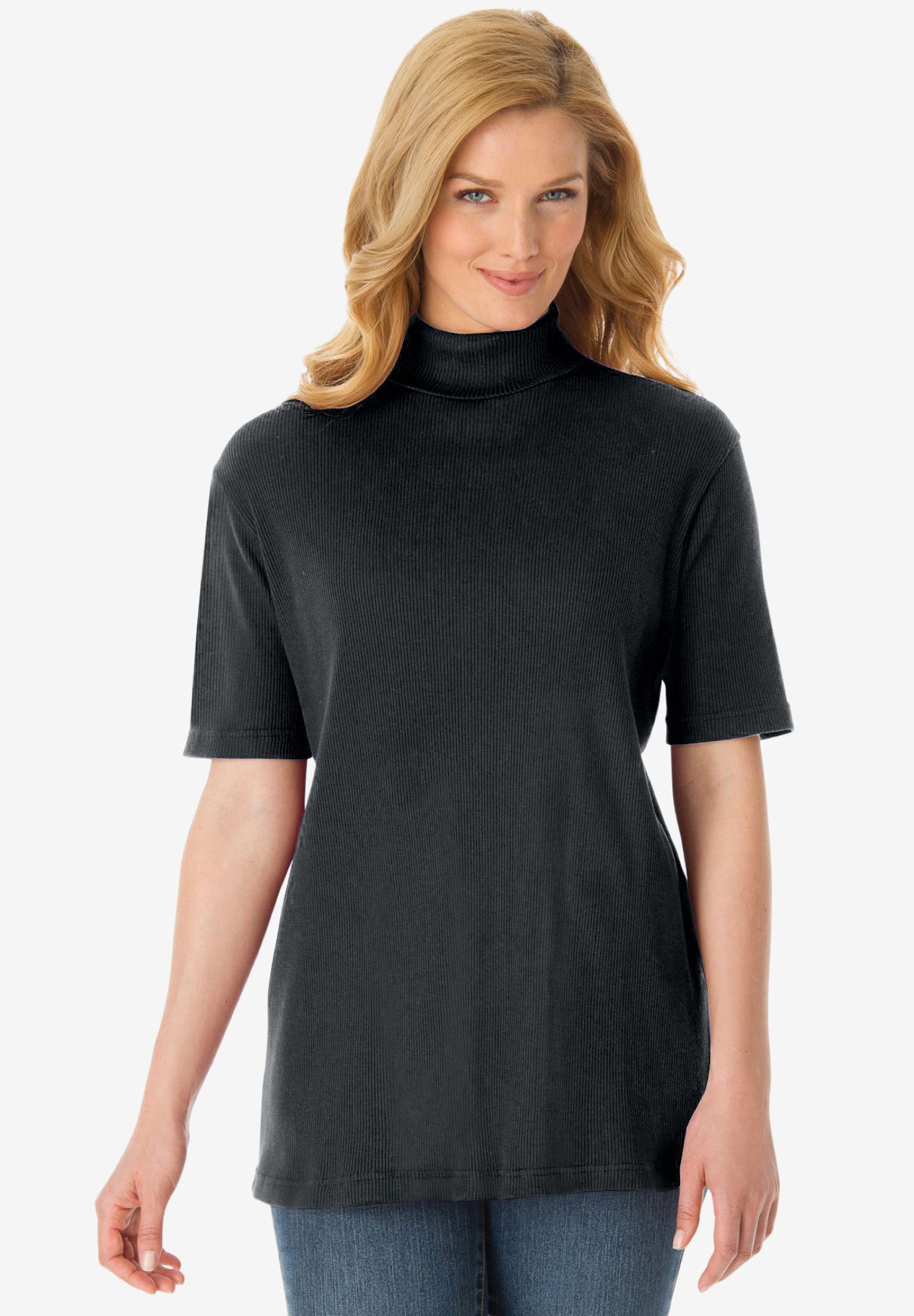 Ribbed Short Sleeve Turtleneck image number 0