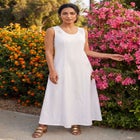 Stretch Cotton Crochet-Back Maxi Dress image number 0