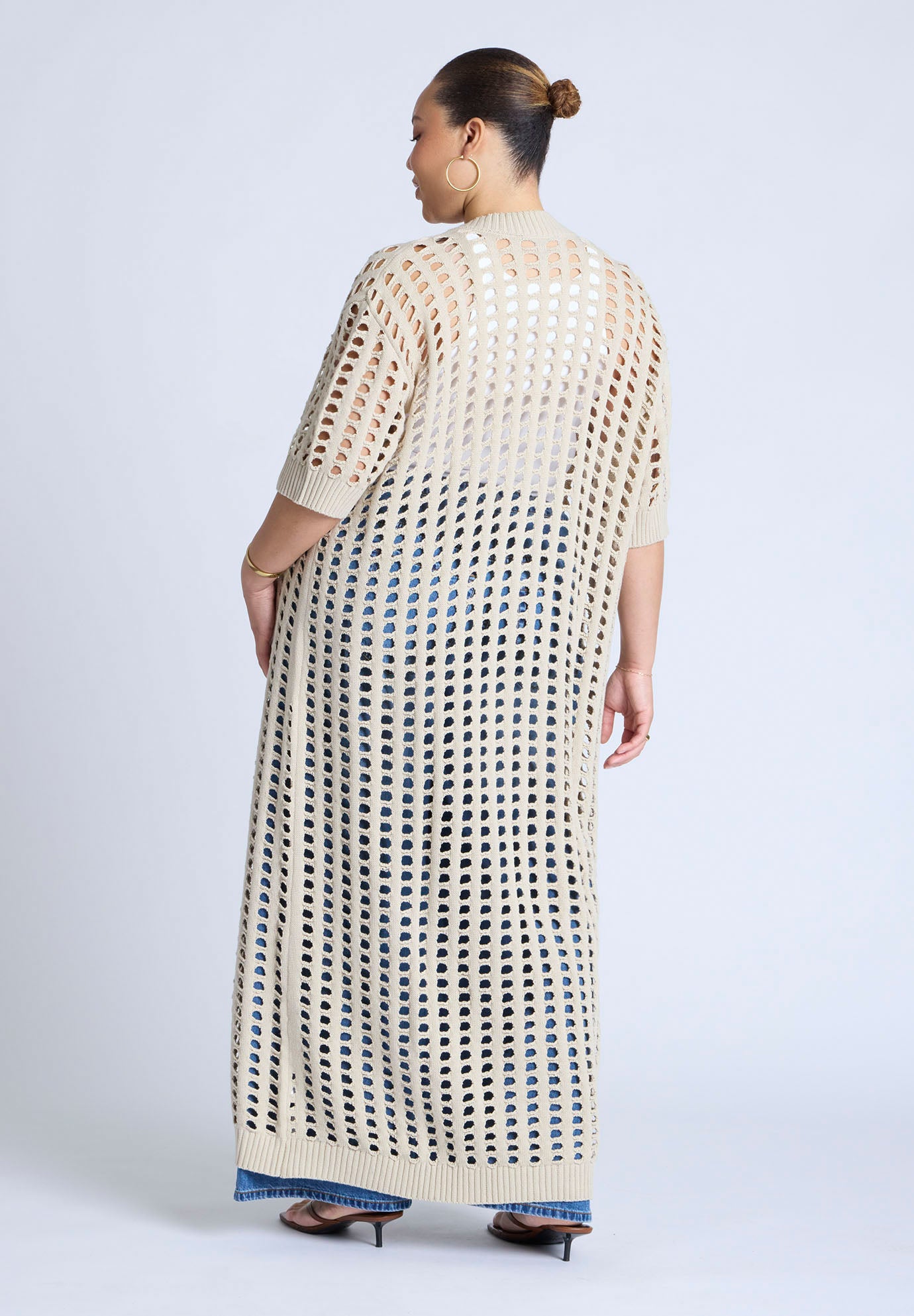 Open Stitch Cardigan Duster image number 1