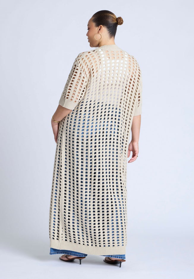 Open Stitch Cardigan Duster image number 1