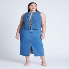  Tie Front Denim Vest image number null