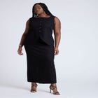  Square Neck Scoop Hem Linen Blend Vest  image number null