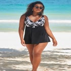 Tie Front V-Neck Swimdress image number null