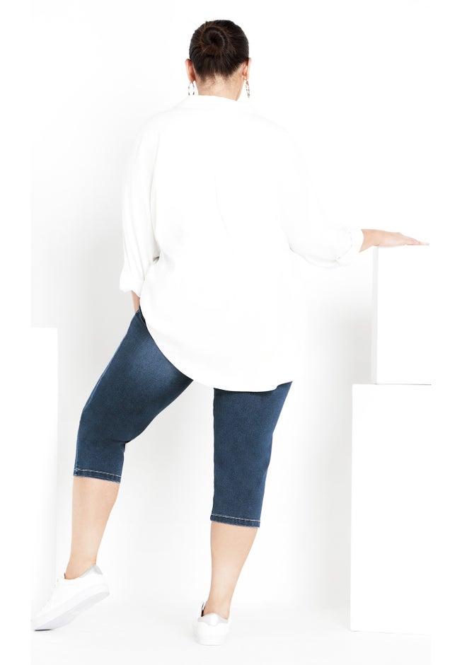 Butter Denim Pull On Crop Jean image number 4