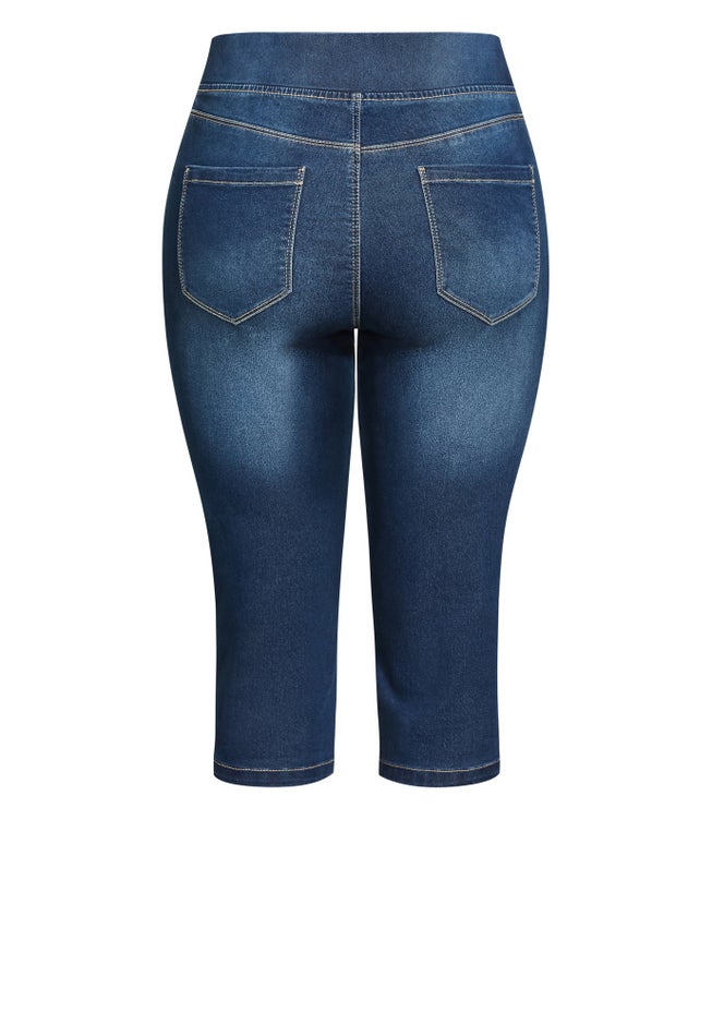 Butter Denim Pull On Crop Jean image number 5