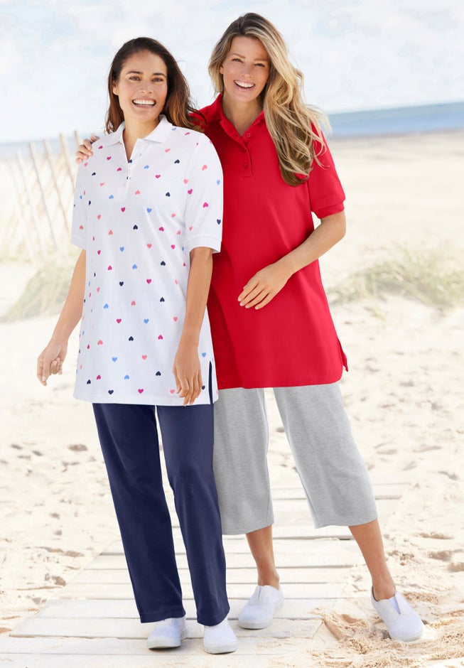 Elbow-Sleeve Polo Tunic image number 2